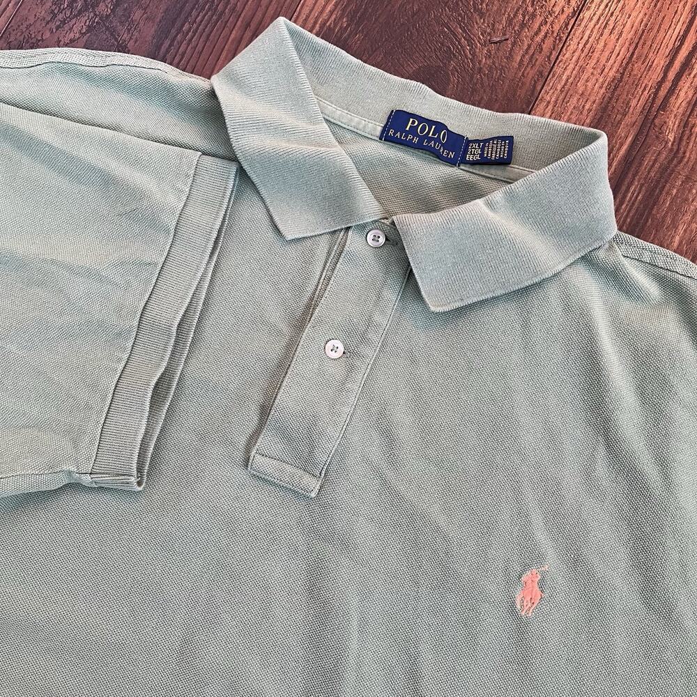 Polo Ralph Lauren Polo Shirt Mens 2XLT Big & Tall Green Pony Pique Polo SS